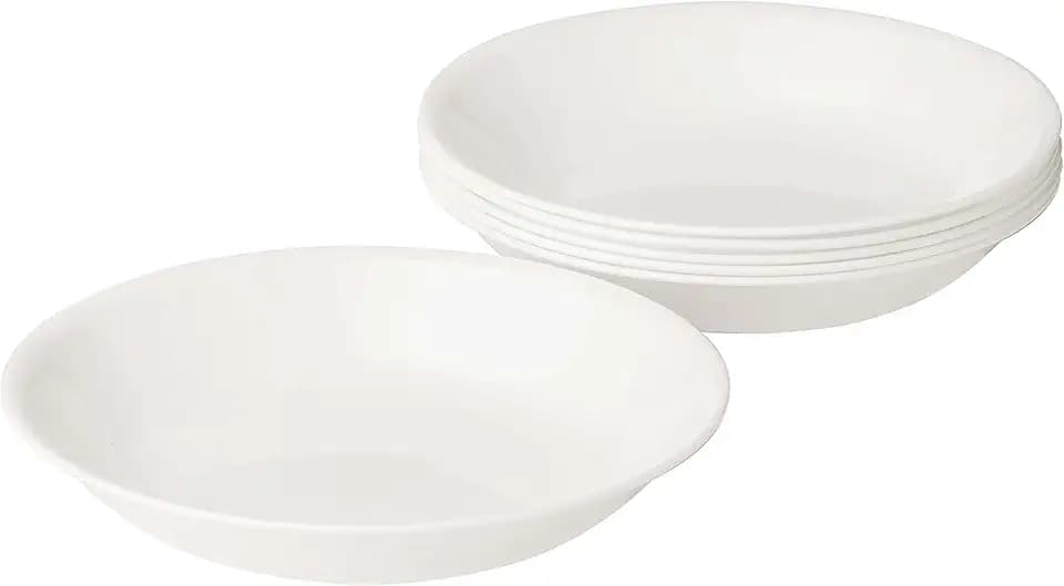 Corelle 3140 Vitrelle Glass Winter Frost Pasta Bowl, White, 20 oz, Pack of 6