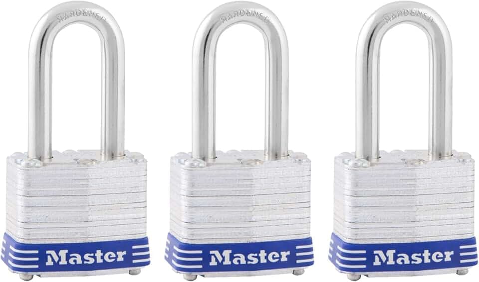 Master Lock Keyed Padlock, 1-1/2-inch Shackle, Keyed Alike 3-Pack 3TRILF