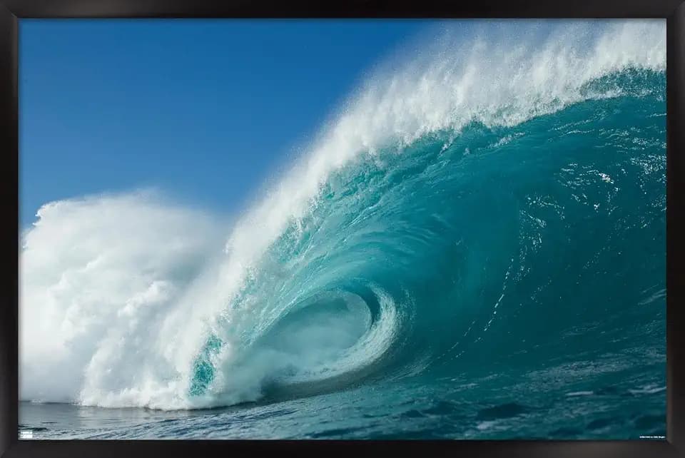 Trends International Surfing - Rolling Wave Wall Poster, 22.375" x 34", Black Framed Version