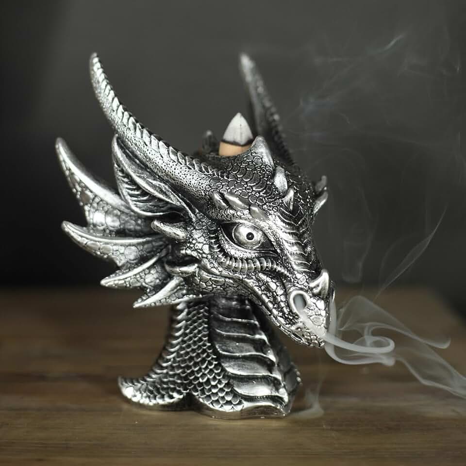 JORAE Breathing Dragon Head Figurine with Backflow Incense Burner