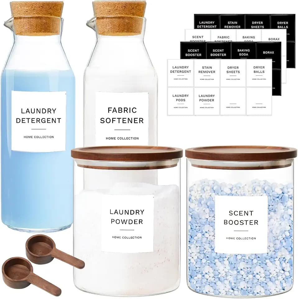 Powder Laundry Detergent Container, Glass Laundry Room Organization Jars
