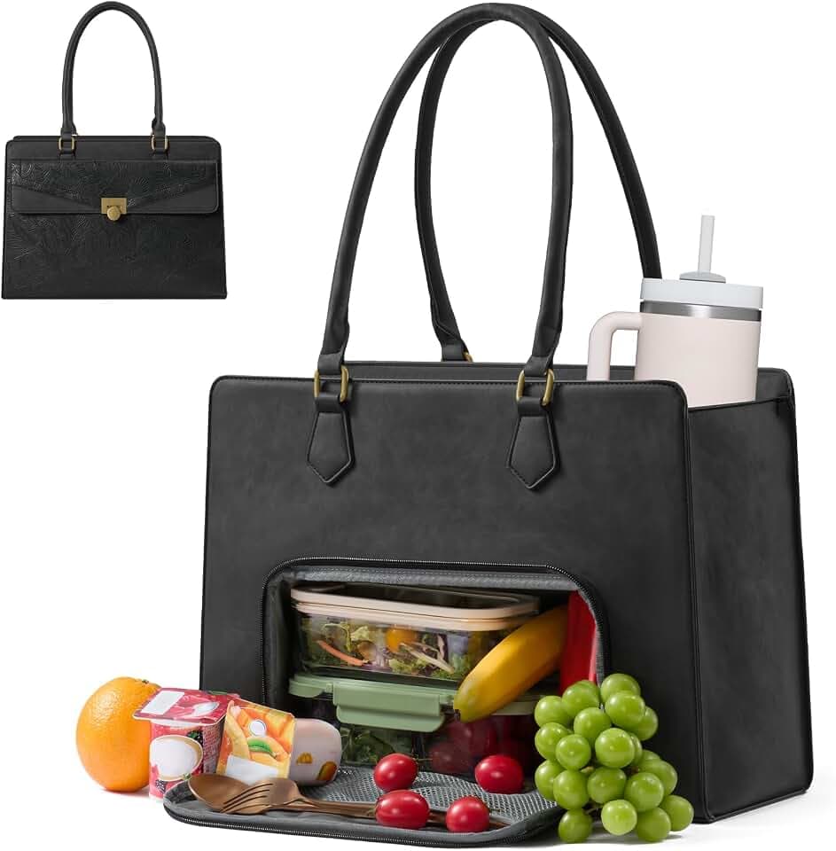LOVEVOOK Lunch Bag for Women 17.3" Laptop Lunch Bag with Tumbler Pocket