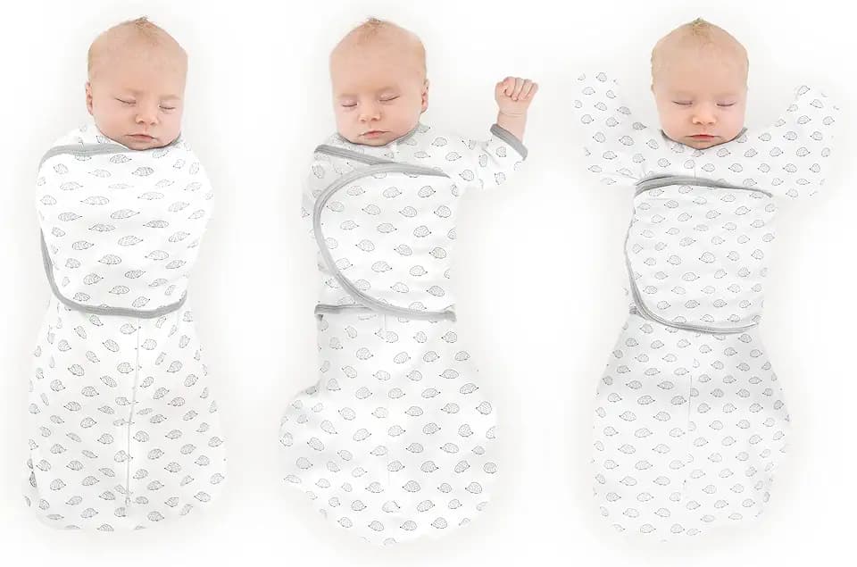SwaddleDesigns 6-Way Omni Swaddle Sack, Arms Up Swaddle for Newborn, More Options to Calm Startle Reflex, Improves Sleep, 12-18 lbs, Tiny Hedgehogs Black