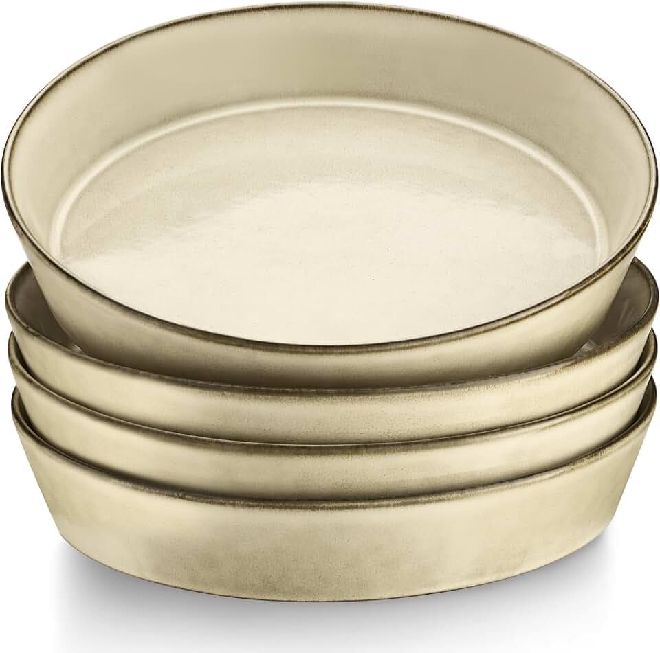 LIANYU 34oz Pasta Bowls Set of 4, 8.7’’ Wide Ceramic Bowl Plates