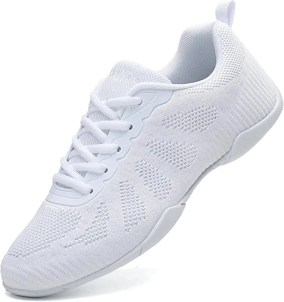 Girls Cheer Shoes Lightweight Non-Slip with Arch Support for Youth Cheerleading Stunts, Dance and Gymnastics Competitions Size Kids/Little Kid 12 to Women 11.5 (Black/White)