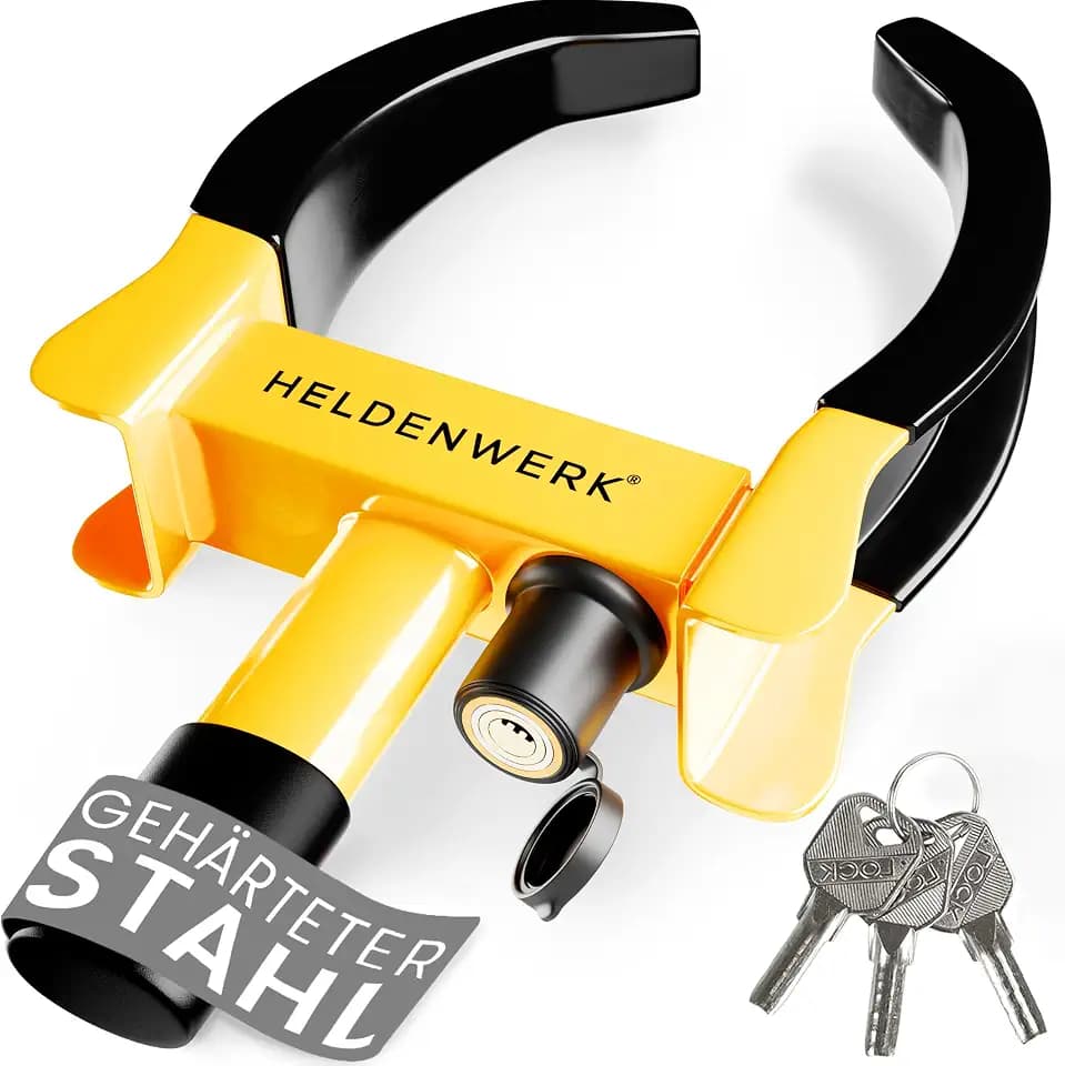 HELDENWERK® Parkkralle Radkralle mit Hochsicherheitsschloss & 3 Schlüsseln