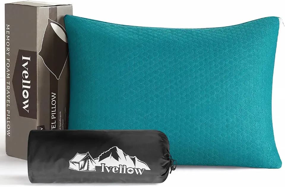 Ivellow Memory Foam Travel Pillow,Small Camping Pillow for Sleeping