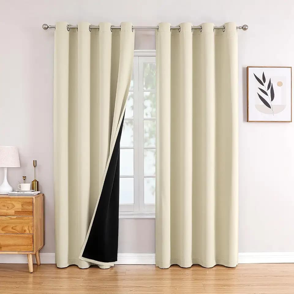 ChrisDowa 100% Blackout Curtains for Bedroom 90 Inches Long 2 Panels Set