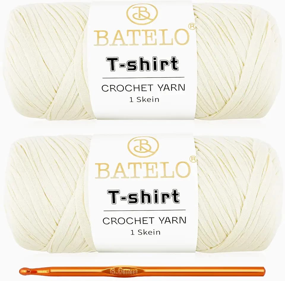 2 Pack T-Shirt Yarn for Bags/Basket/Coaster, Thick Yarn 400g/144yds High Elastic Polyester Fabric (Milk Yellow)