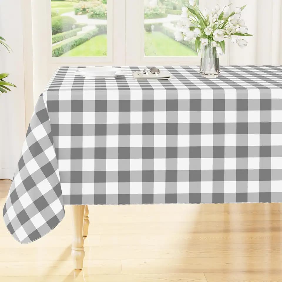Smiry Picnic Table Cloth, Vinyl Tablecloths with Flannel Backing, 60"x60"