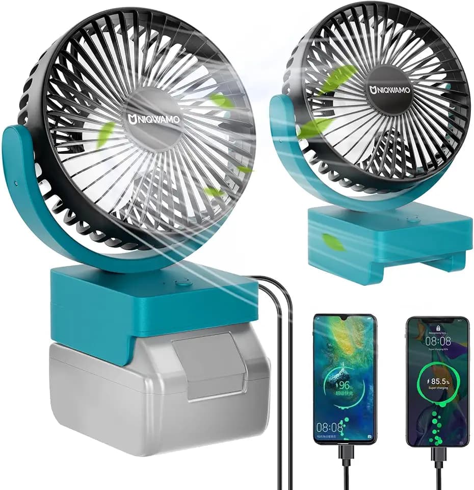 Uniqwamo Portable Battery Powered Fan Compatible for Makita 18V Battery