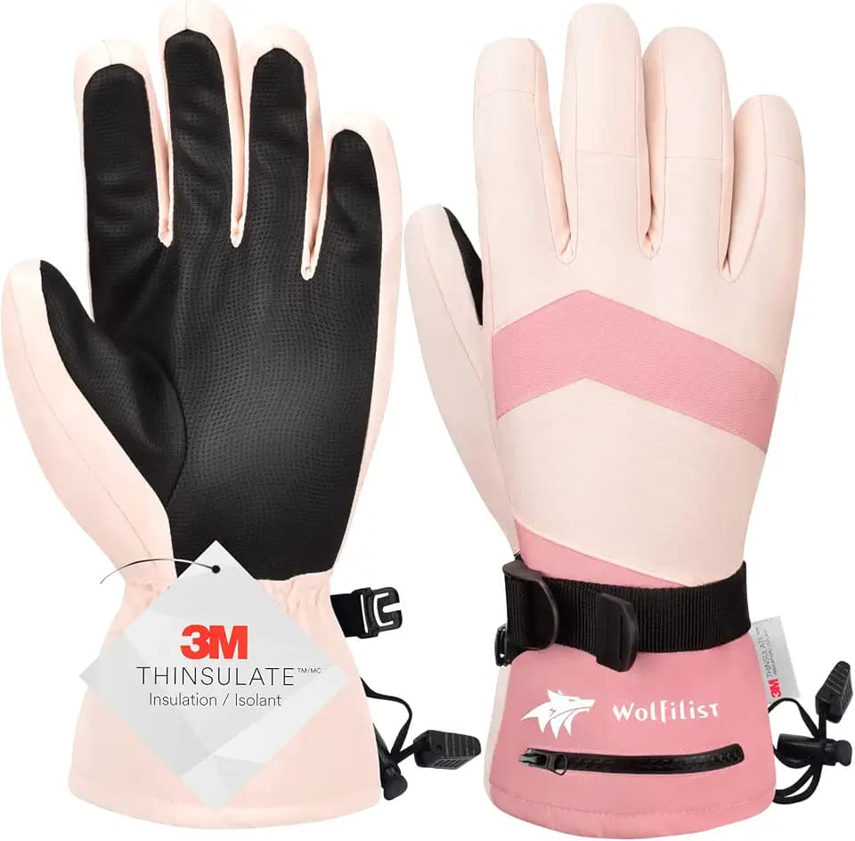 WOLFILIST Ski Gloves for Women,Waterproof Windproof 3M Thinsulate Insulated Snow Gloves,Touchscreen Winter Gloves for Skiing Snowboarding Hiking Outdoor Sports & Work