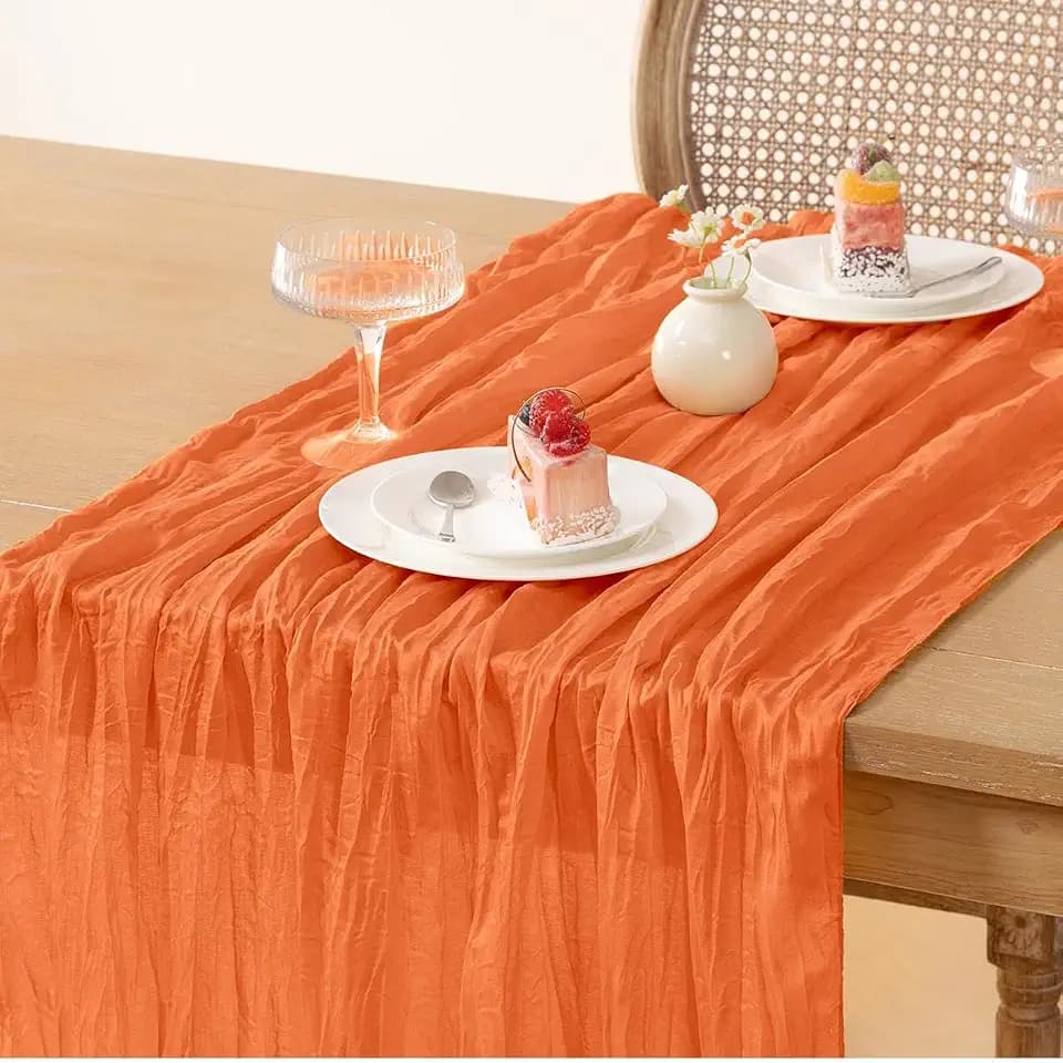 3 Pack Orange Cheesecloth Table Runner Rustic 35×120 Inch