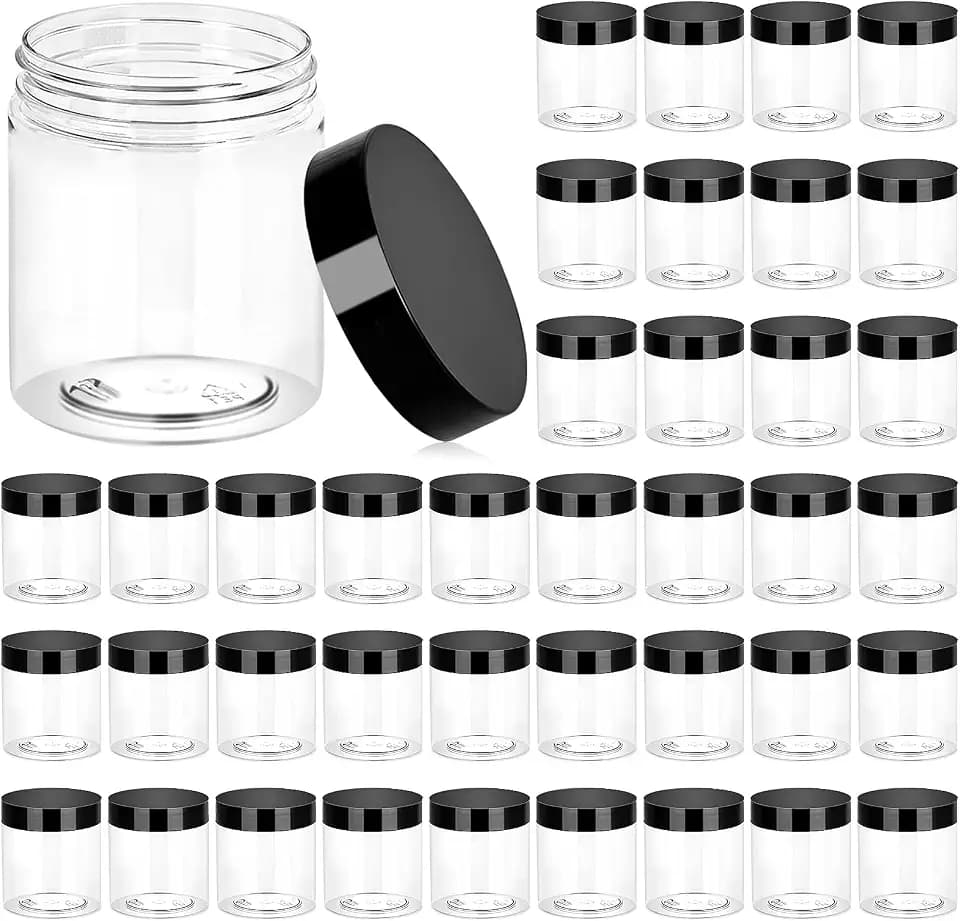 Eternal Moment 36 Pack 8 OZ Plastic Jars Clear Cosmetic Container with Lids