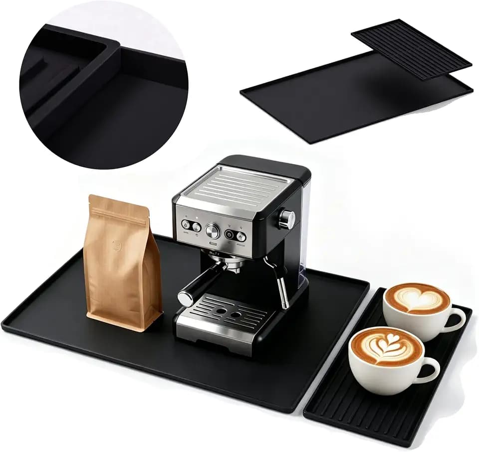 Silicone Coffee Mat with Removable Tray for Coffee Bar Organizer