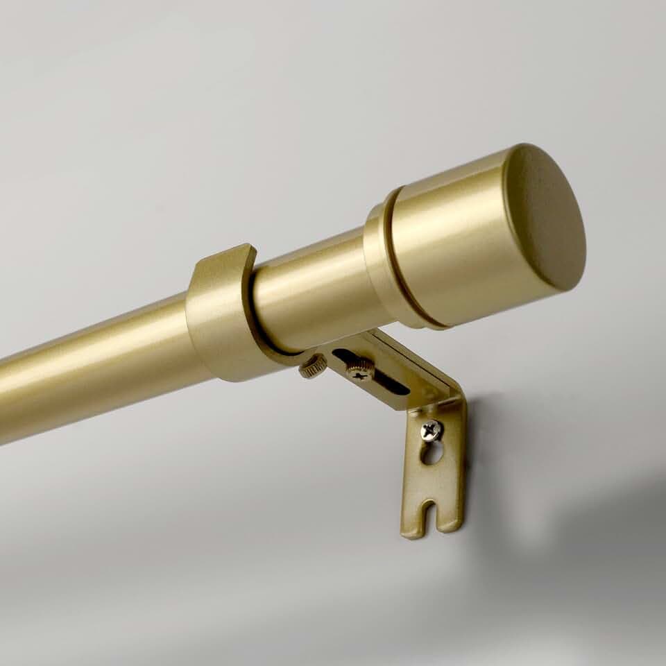 Curtain Rods for Windows 16 to 48 Inches, Adjustable Curtain Rod, 1 Inch Diameter Window Curtain Rod with Aluminium End Cap, Heavy Duty Sturdy Drapery Rods, Golden