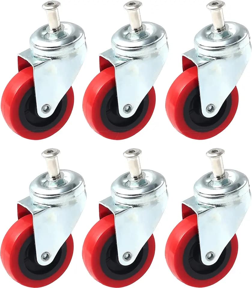 6 Pack Heavy-Duty 2.5" Swivel Caster Wheel Creeper Service Cart Stool Post Mount