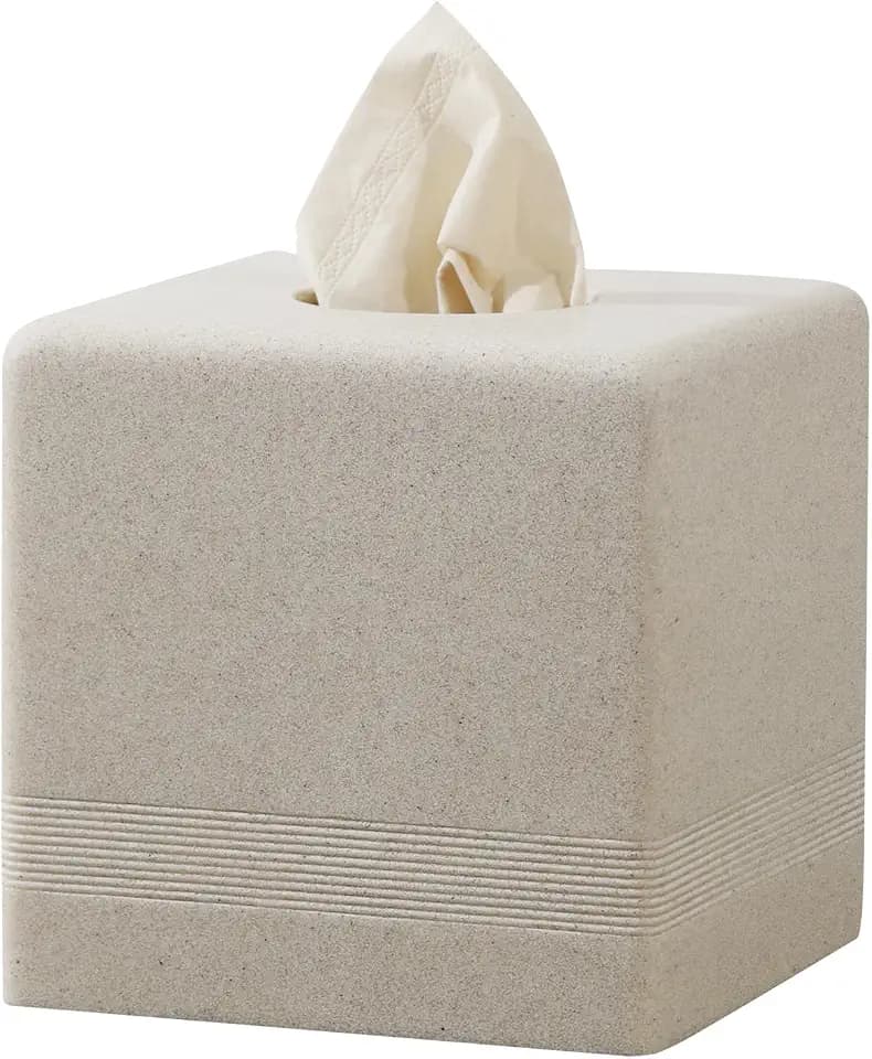 Tissue Box Cover Square, Sandstone Look Facial Tissue Holder,Beige