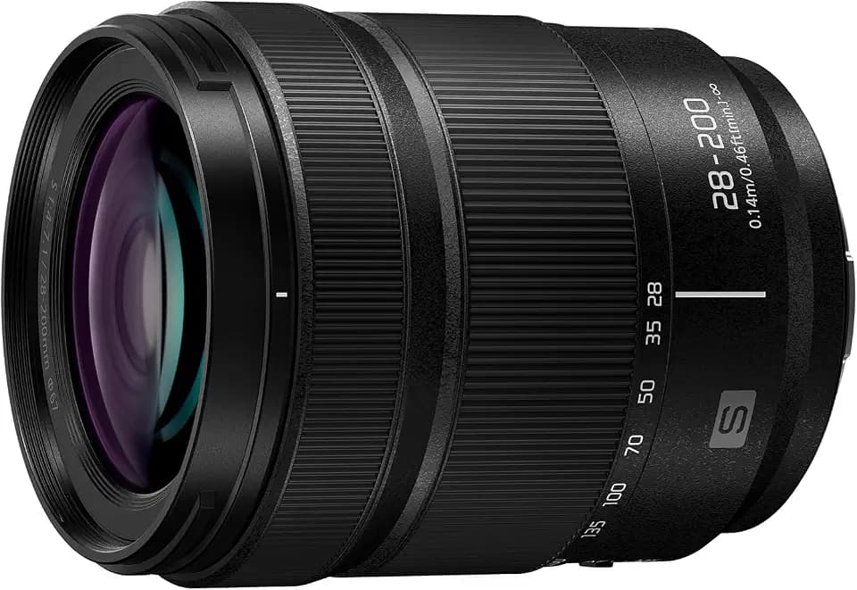 Panasonic LUMIX S-R28200E 28-200mm F4-7.1 Zoomobjektiv, Optical I.S., 0,5X Makro, wetterfest, L-Mount Vollformat (kompakt 413g, Weitwinkel bis Tele)