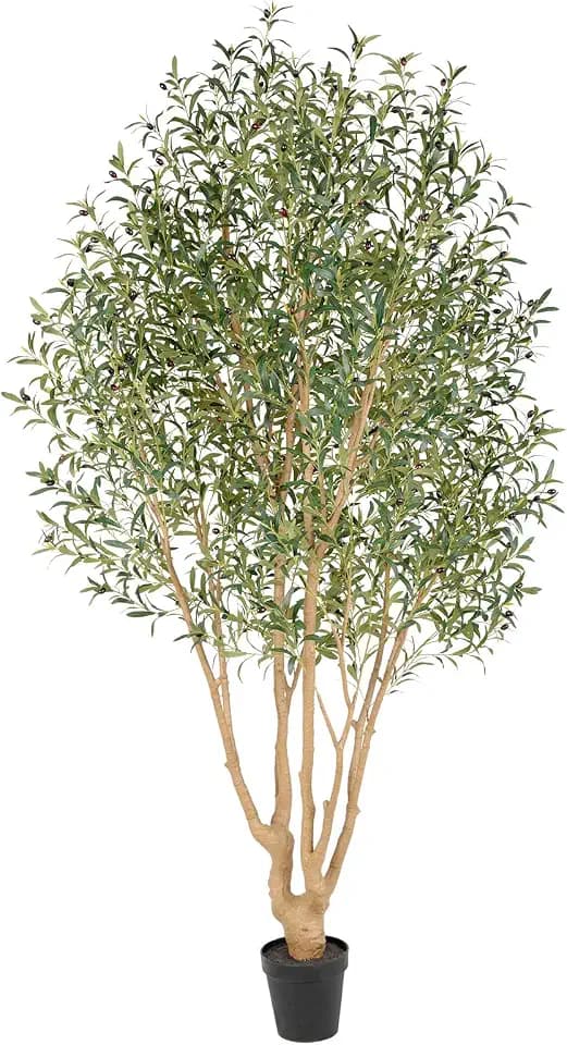 Nafresh Majestic Faux Olive Tree 9ft – Artificial Olive Tree Indoor & Outdoor with Lifelike Leaves & Textured Branches for Living Room, Office, Entryway,Patio