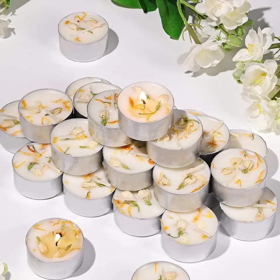 16 Pcs Jasmine Scented Tea Lights Candles, Small Votives Candles