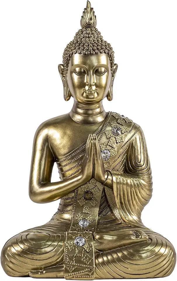 Seated Buddha Statue, Buddhist Meditation, Home and Garden Decoration Resin Sculpture, Prayer Collectible.