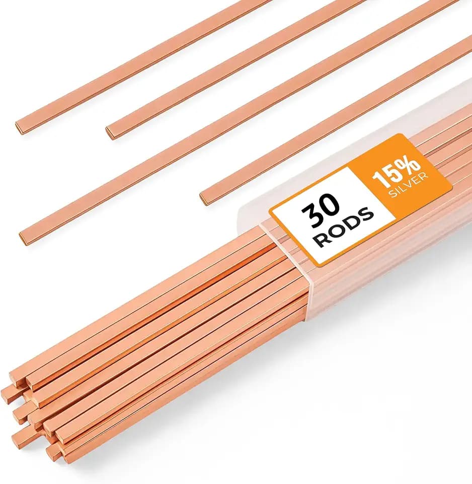 30pcs Brazing Rods AWS BCuP-5 15% Silver Solder Phos Copper Brazing Alloy Flat Welding Rods 0.050"x1/8"x10" for HVAC, Refrigeration, and Industrial Applications