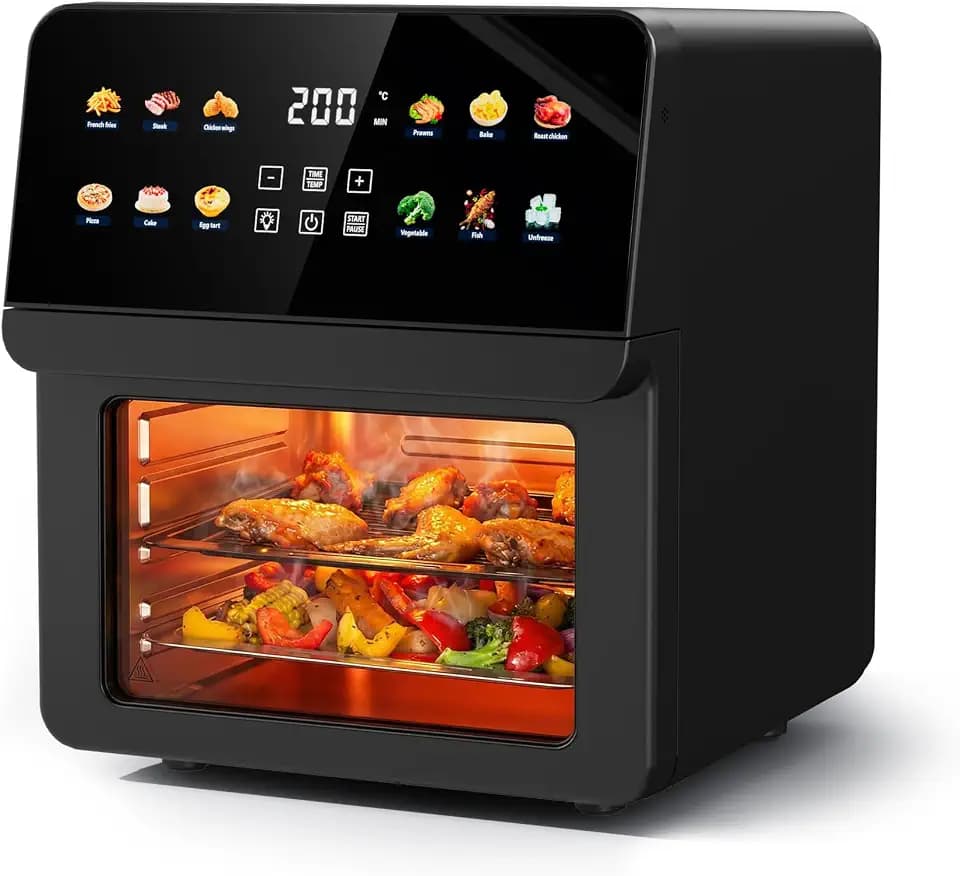 Ludatido 12QT Air Fryer Oven, 8-in-1 Toaster Oven Combo, Family Size, Black