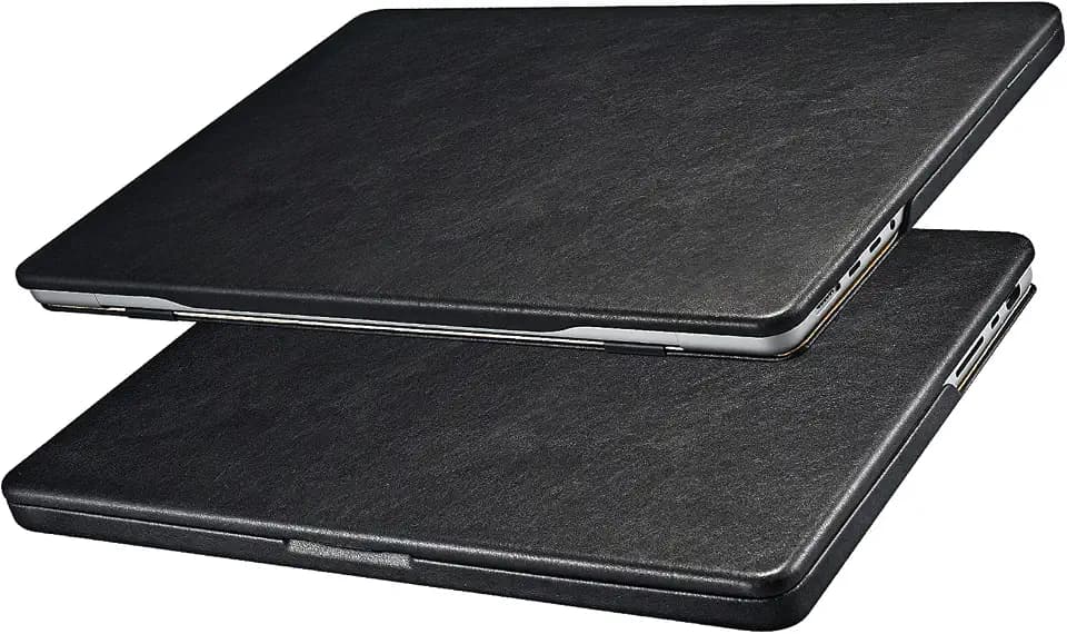 ICARER Lederhülle für MacBook Pro 14 2026-2021 M5 M4 M3 M2 M1, Schwarz