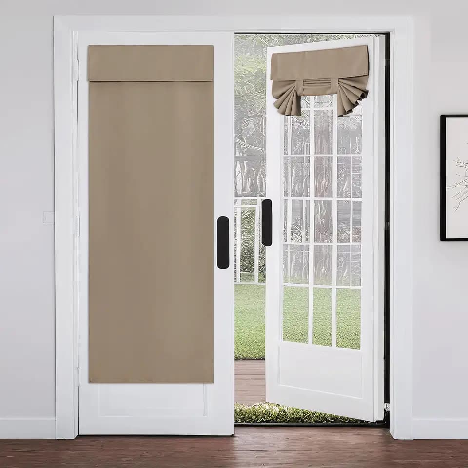 NICETOWN Cappuccono Blackout No Drill French Door Curtains for Window