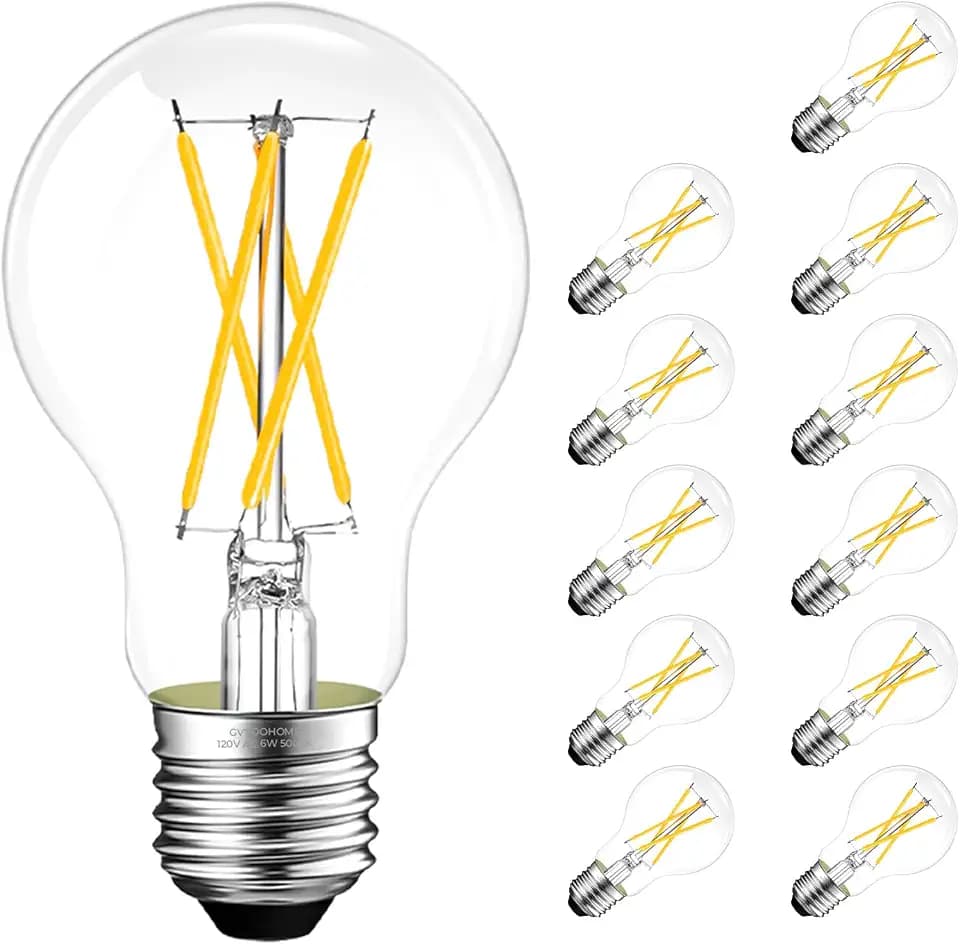 A19 E26 LED Light Bulbs 60 Watt Equivalent, Dimmable Edison Bulbs 5000K