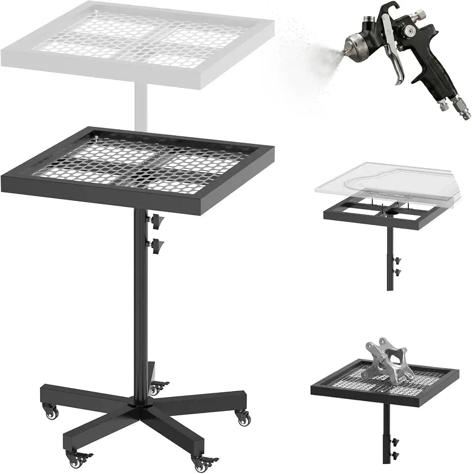MOOFI 360° Lifting Spray Painting Table /Rotating Spray Paint Rack, 27.8-39.8“ Height Adjustable Stable Paint Rack for Cabinet Paint Stand Door and Car