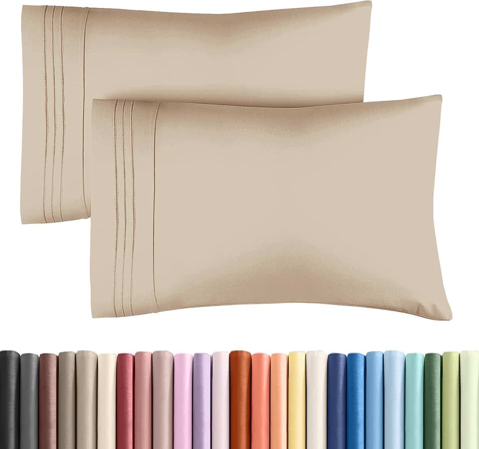 Queen Pillow Cases Set of 2 - Ultra Soft Cozy Pillowcase Covers - Cream