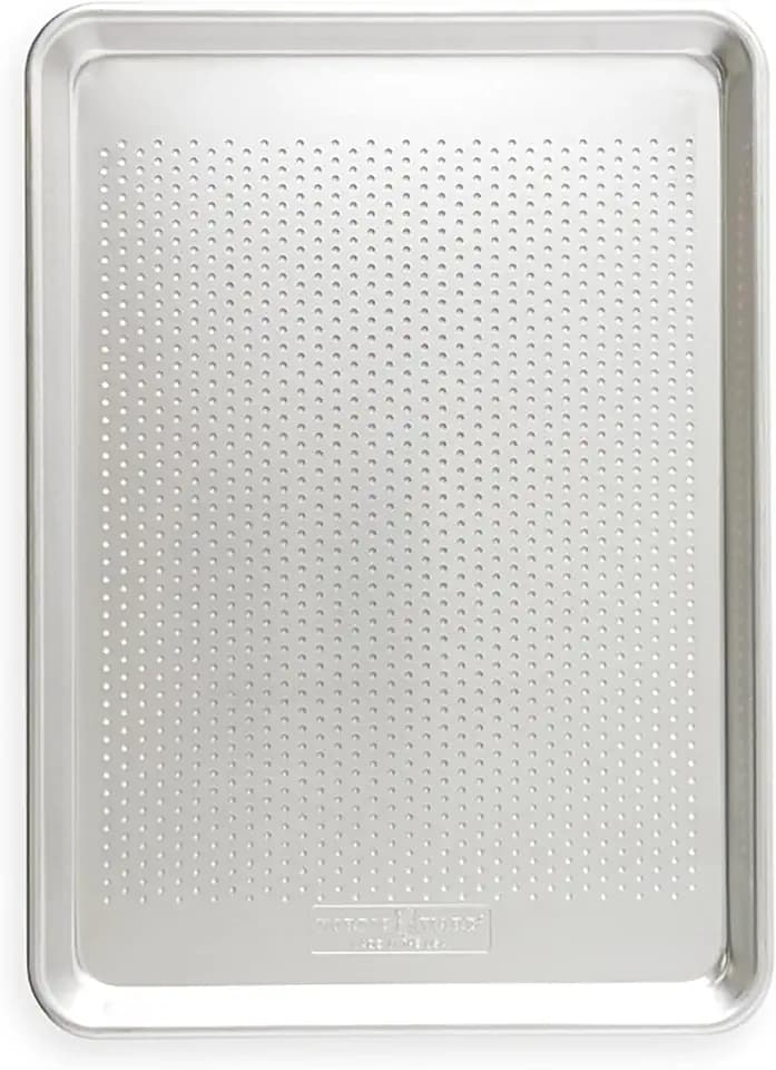 Nordic Ware Naturals Perforated Crisping Half Sheet Pan for Baking or Roasting, Uncoated Natural Aluminum with Reinforced Steel Rim Prevents Warping