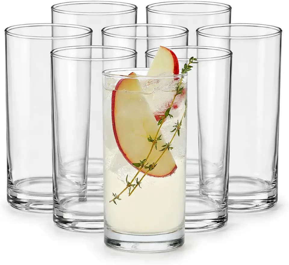 Libbey Heavy Base Drinking Glasses Set of 8, Clear Water Cups