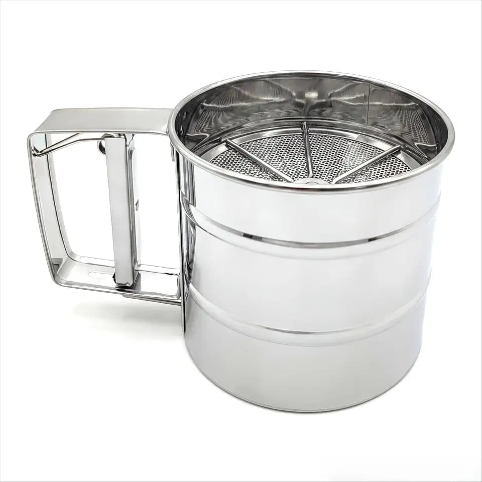 Upgraded Flour Sifter for Baking, One-Hand Press 3-in-1 Sifter with Double