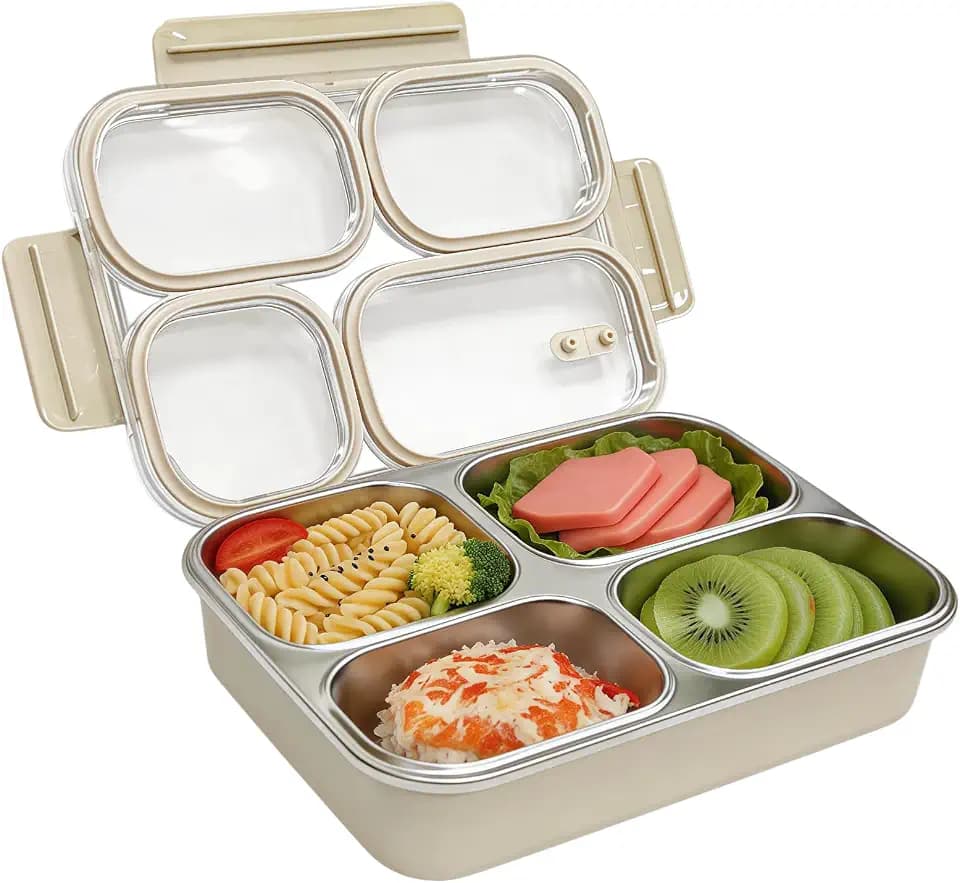 Eechen Stainless Steel Bento Box, 40 oz 4-Compartment Leakproof Container