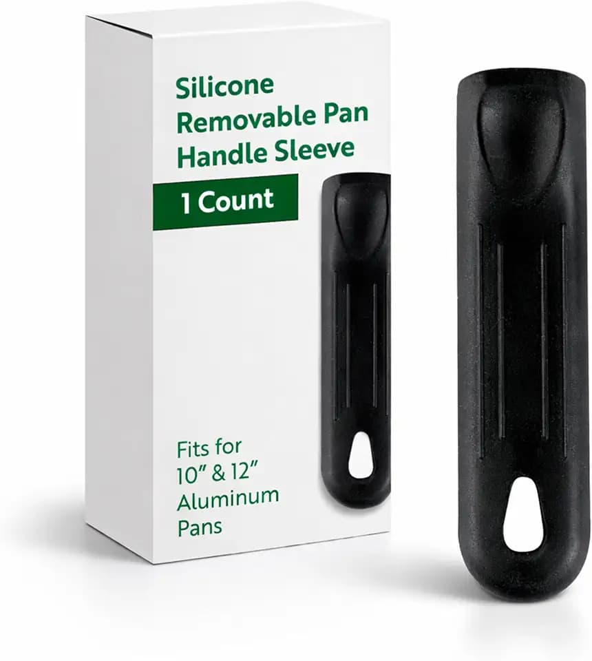 Restaurantware Silicone Hot Handle Holder - Met Lux Heat Resistant Fry Pan Sleeve, Dishwasher Safe - Non-Slip Pat Holder Sleeve Fits 10 inch &12 inch Aluminum Pans, Black