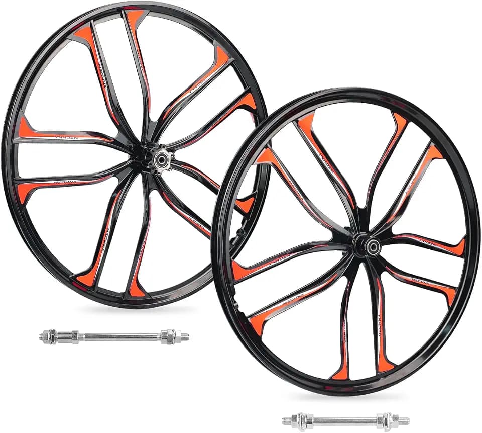 ZUKKA Bike Wheel Set 24/26 Inch Magnesium Alloy One-Piece Bike Wheels 10 Spokes Rim Front & Rear 100x135mm for 7-12s Freewheel Quick Release Axles,for Mountain/Folding/Kids Bikes