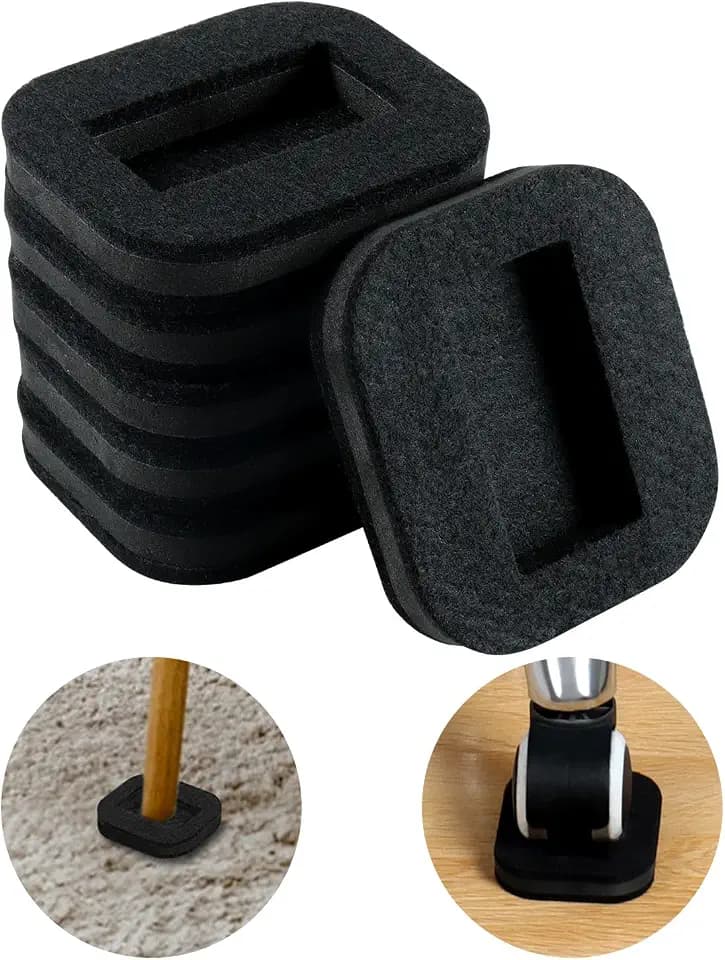 16 PCS Felt Furniture Coasters Caster Cups, Bed Office Chair Furniture Wheel Stoppers to Prevent Sliding, Felt Bottom Furniture Pads for Hardwood Floors, Prevent Scratches (Black, L: 2.1" * W:1.3")