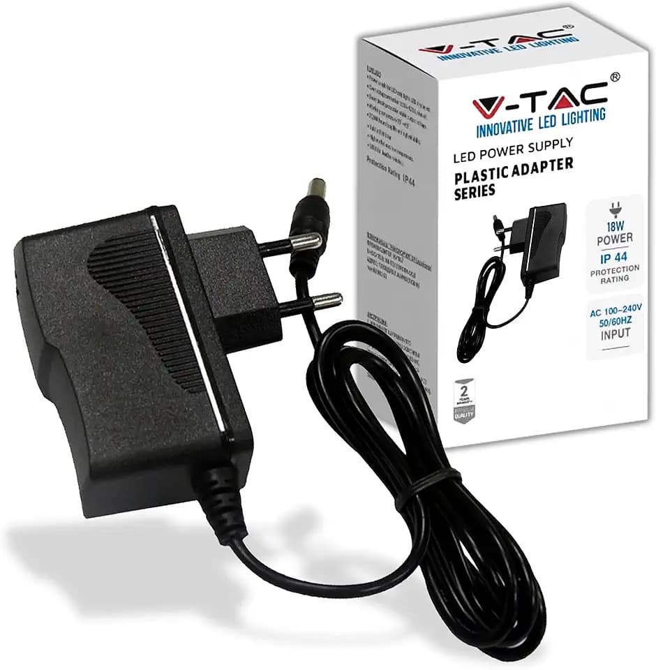 V-TAC Netzteil Adapter 12V 18W 1,5A für Kameras, LED-Streifen, Modem - Transformator 12V - Netzadapter für Bildschirme und Elektronische Geräte - Eingang AC 100-240V - Euro Stecker