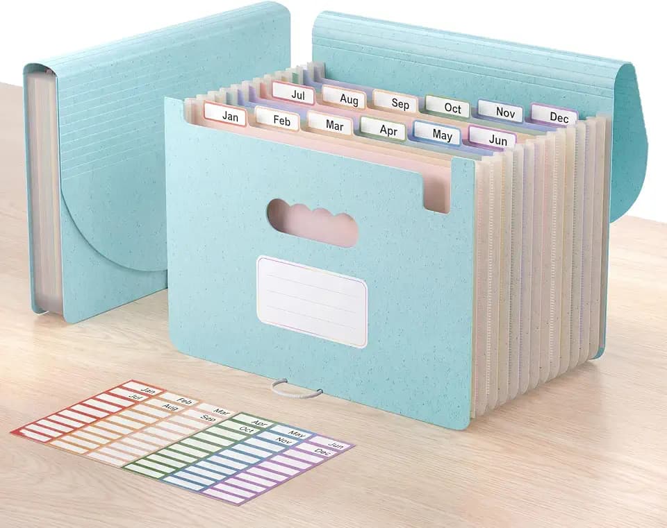 ThinkTex 12-Pocket Accordion File Organizer, Letter & A4 Size, 16 Colors