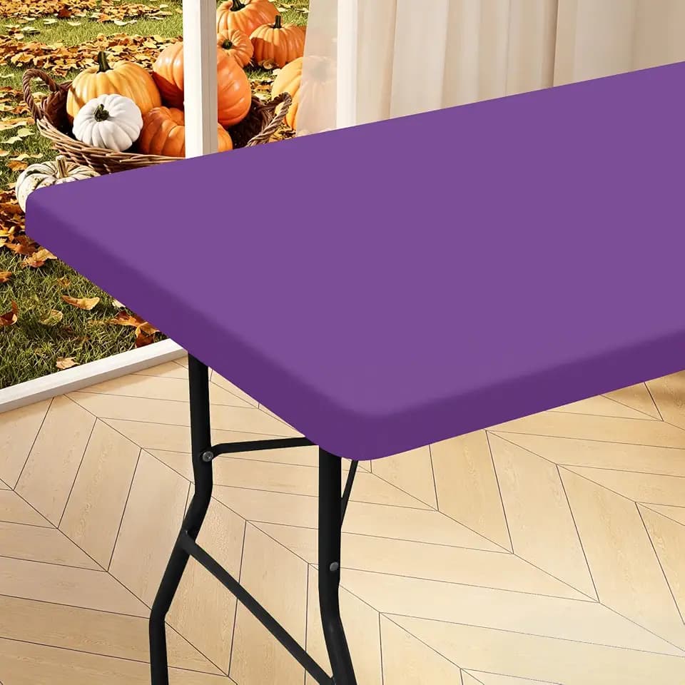 homing Rectangle Table Cloth Cover 6 Foot Purple Elastic Fitted Tablecloth