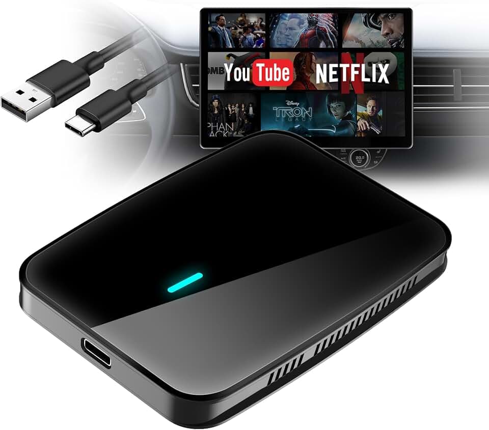 CarPlay Wireless Adapter Android Auto, AI Box CarPlay für Kabel-CP/AA, Dual WLAN & Bluetooth IoT Hub, BLE, für Netflix/YouTube/TF-Karte