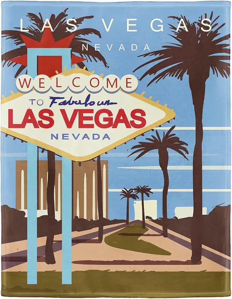 HommomH Las Vegas Sign Blanket, Soft Cozy Lightweight Fleece Throw Blankets for Couch Sofa Bed, 50 x 60 Inches
