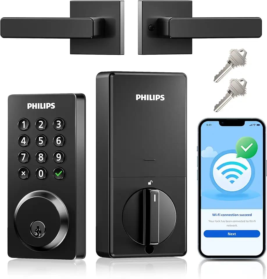 Philips WiFi Keypad Door Lock with Handle, App Control Smart Deadbolt Lock