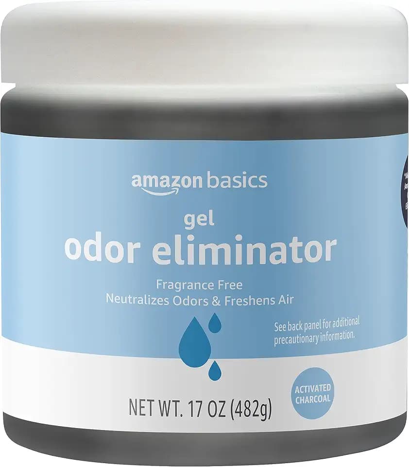 Amazon Basics Gel Odor Eliminator, Activated Charcoal, Fragrance Free, 17 Oz, Pack of 6