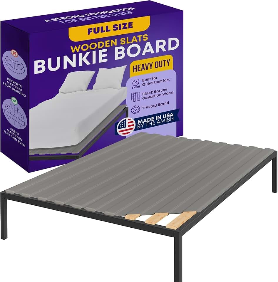 Greaton, 0.75-Inch Heavy Duty Vertical Wooden Bunkie Board/Bed Slats, Full, Grey