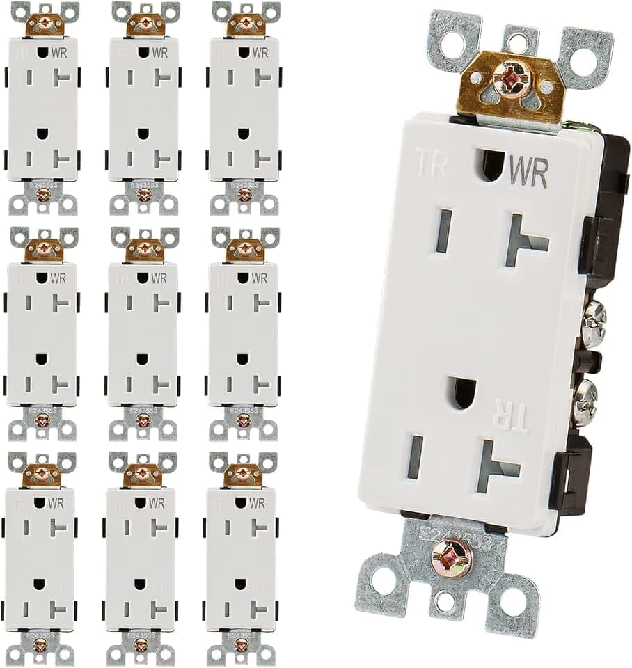 Wengart 20A Weather & Tamper Resistant Decorator Outlet 10 Pack, White