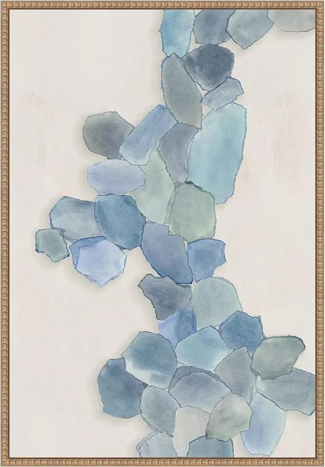 Amanti Art Framed Canvas Wall Art 33x23 Soft Blue Mosaic Cascade by Hannah Dawson, Framed Wall Art Canvas, Abstract Artwork, Traditional Decor, Large Poster for Living Room, Bedroom, Kitchen, Office